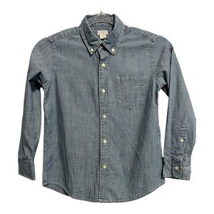 CREWCUTS ** Shirt  Blue Chambray Button Down Long Sleeve Shirt Cotton Size 8